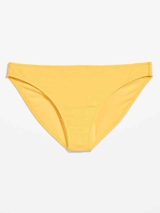 L'image numéro 4 présente Culotte de bikini classique en jacquard plissé à taille basse pour Femme