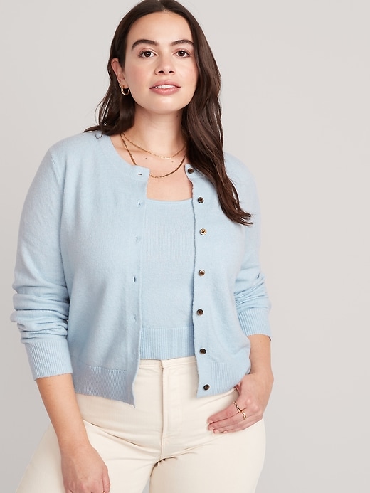 Cropped Cozy-Knit Cardigan | Old Navy