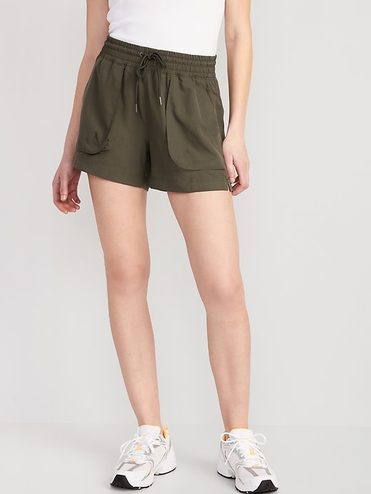 Image number 1 showing, High-Waisted StretchTech Shorts -- 4-inch inseam