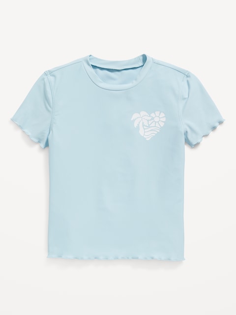 Lettuce-Edge Swim Rashguard Top for Girls