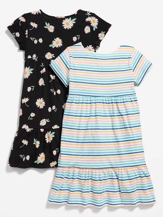 View large product image 2 of 2. Short-Sleeve Printed Jersey-Knit Swing Dress 2-Pack for Girls