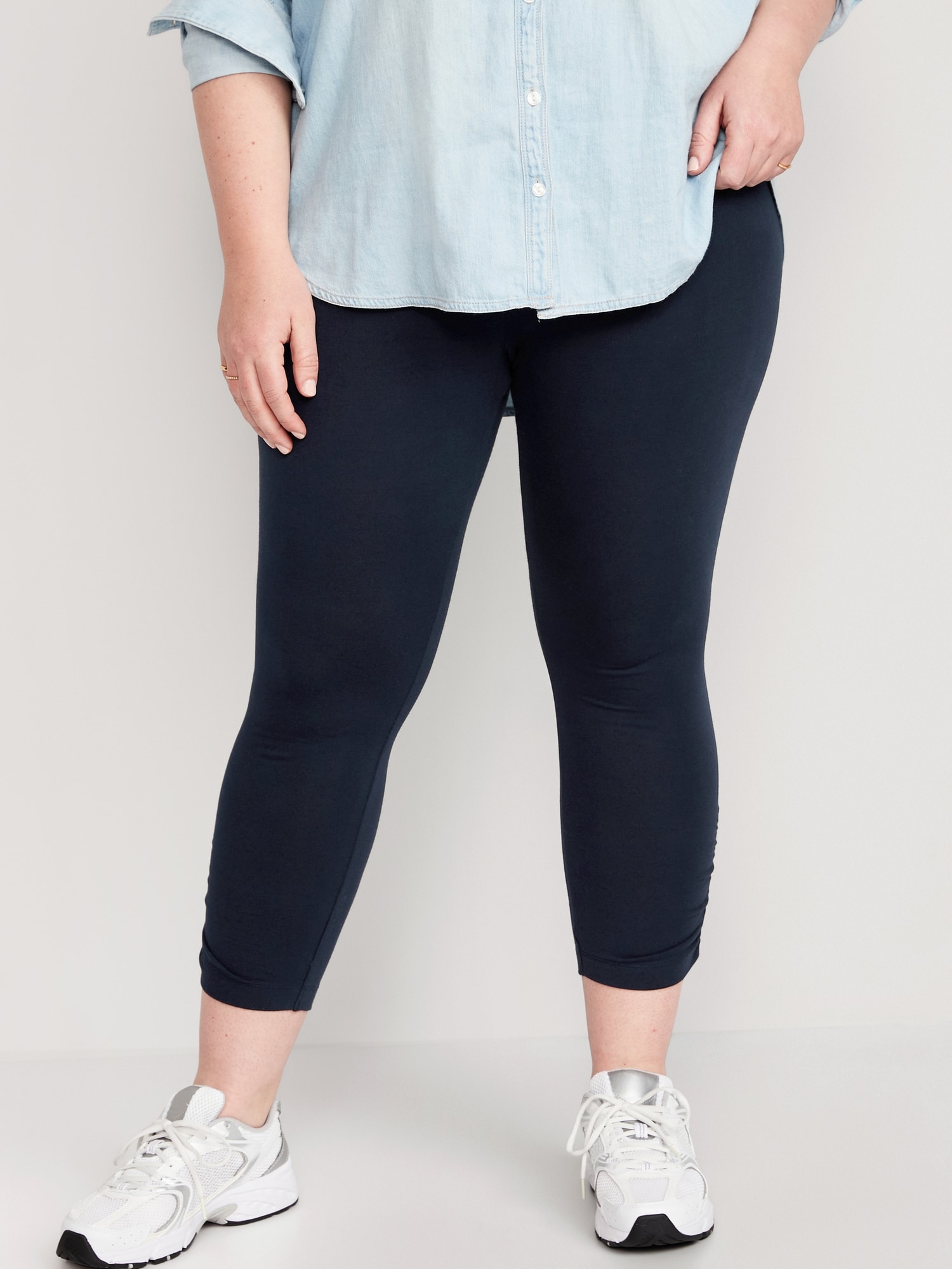 High-Waisted Cropped Ruched Leggings for Women | Old Navy