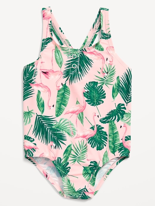 View large product image 1 of 3. Printed One-Piece Henley Swimsuit for Toddler & Baby