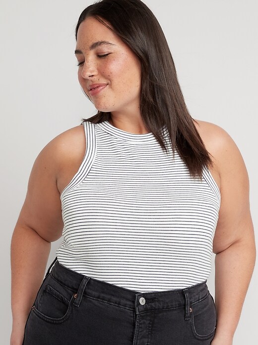 Striped Rib-Knit Cropped Tank Top for Women | Old Navy