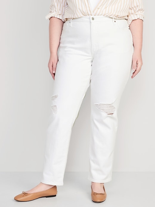 Image number 7 showing, High-Waisted OG Straight White-Wash Ripped Jeans