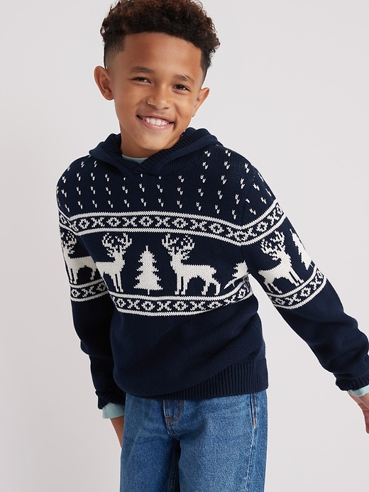 Cozy Fair Isle Pullover Sweater Hoodie for Boys Old Navy