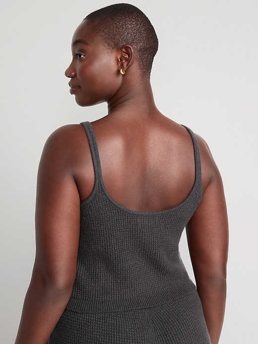 Image number 6 showing, Cropped Waffle-Knit Lounge Cami Tank Top