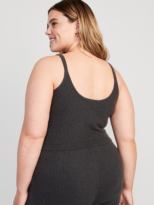 Image number 8 showing, Cropped Waffle-Knit Lounge Cami Tank Top