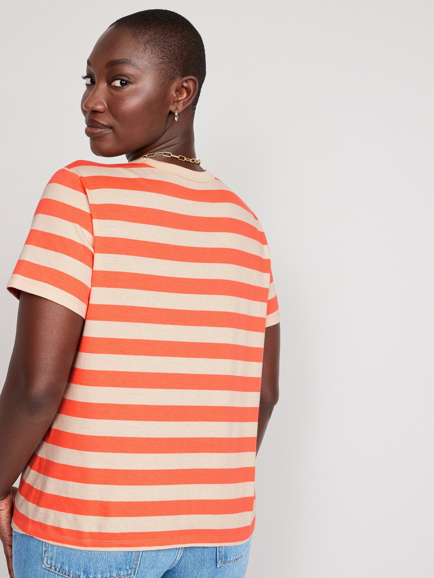 Orange and white striped t outlet shirt