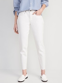High-Waisted OG Straight White-Wash Cut-Off Ankle Jeans