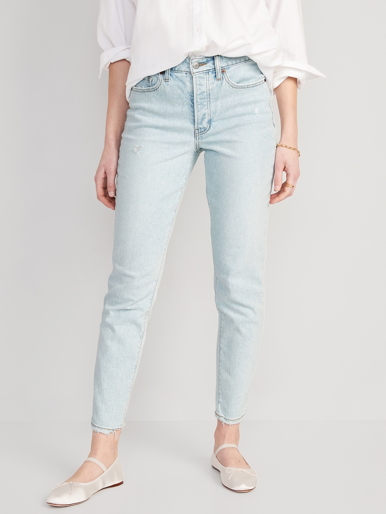Old Navy High-Waisted OG Straight Ripped Ankle Jeans for Women
