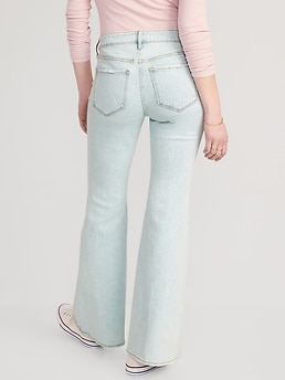 Super flare jeans with a regular waist and decorative stitching