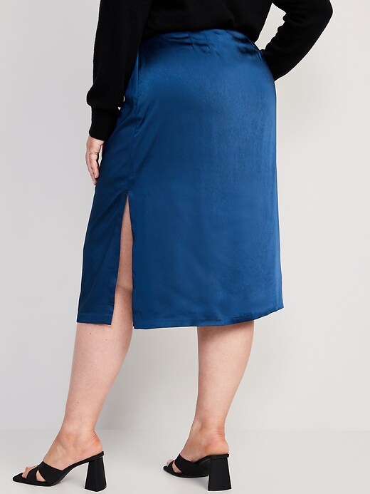 Navy blue satin outlet maxi skirt