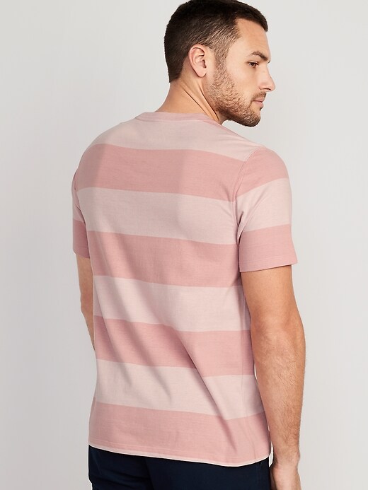 Lucky Brand T-Shirt Mens M Medium Original California V-Neck SS Pink Striped