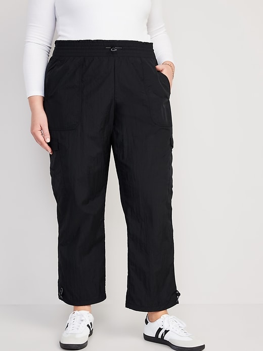 Image number 7 showing, High-Waisted Parachute Cargo Jogger Ankle Pants
