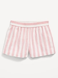 View large product image 3 of 4. High-Waisted Linen-Blend Striped Shorts for Girls