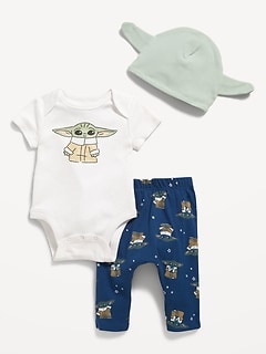 Star Wars: The Mandalorian™ The Child Unisex 3-Piece Bodysuit, Pants & Hat Layette for Baby