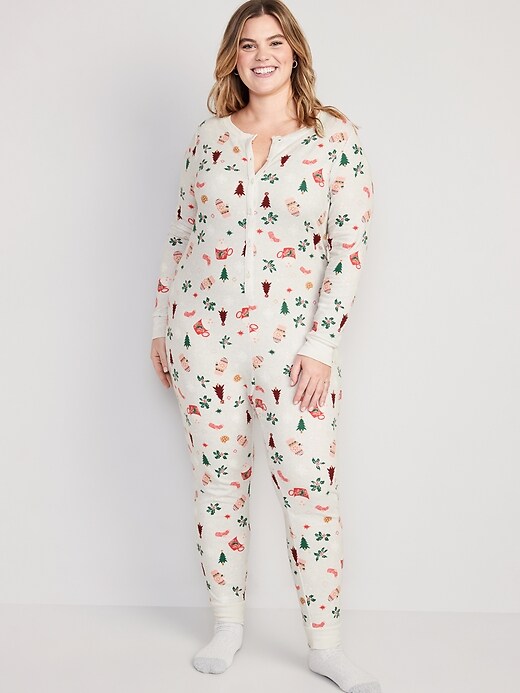 Old Navy Matching Printed Thermal-Knit One-Piece Pajamas for Women -  ShopStyle