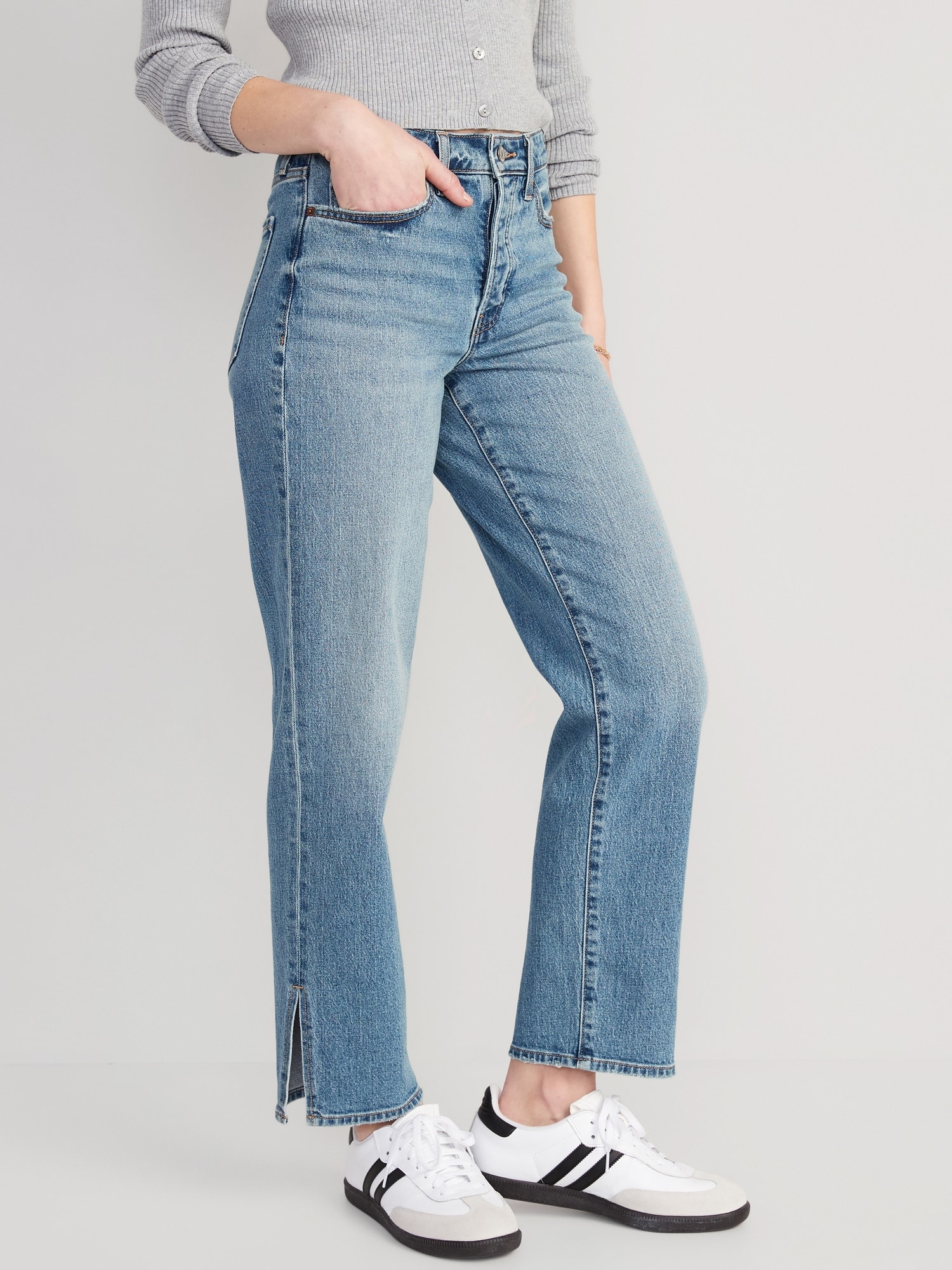 Old Navy High-Waisted OG Loose Side-Slit Jeans for Women blue. 1