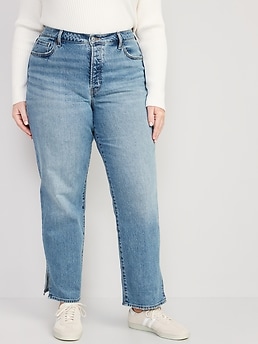 High-Waisted OG Loose Side-Slit Jeans for Women