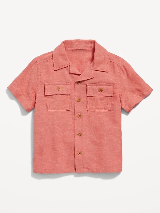 Short-Sleeve Linen-Blend Camp Shirt for Toddler Boys