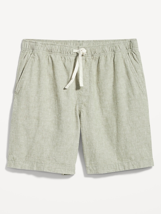 View large product image 2 of 3. Linen-Blend Jogger Shorts -- 7-inch inseam