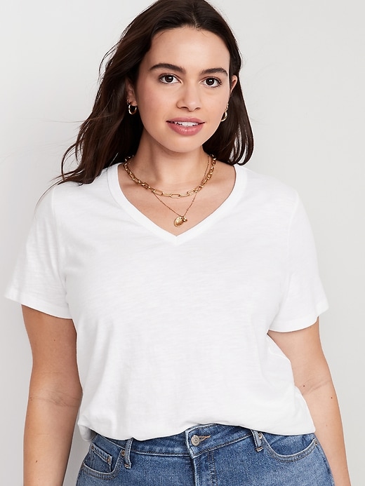 Plus size white v neck sale t shirt