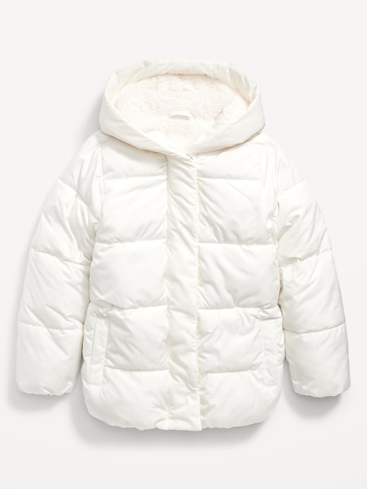 View large product image 2 of 2. Sherpa-Lined Hooded Puffer Jacket for Girls