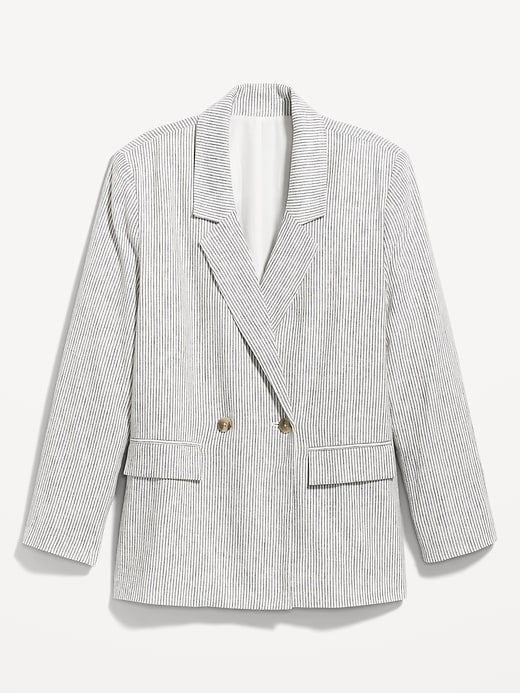 Image number 4 showing, Striped Double-Breasted Linen-Blend Blazer