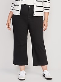 High-Waisted Wide-Leg Cropped Chino Pants