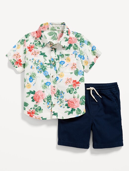 Printed Poplin Shirt & Twill Bottoms Set for Toddler Boys Old Navy