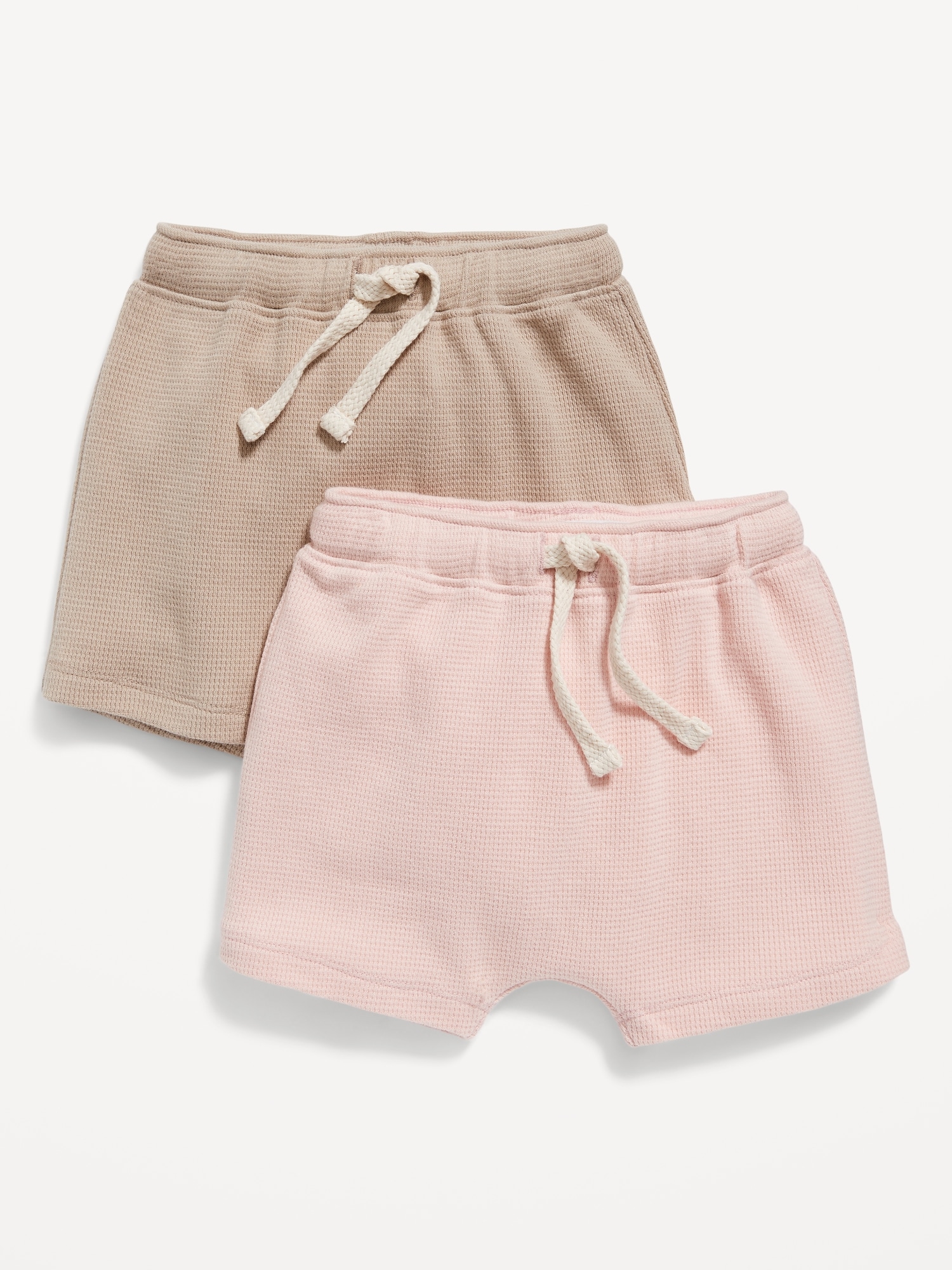 Old Navy U-Shape Thermal-Knit Shorts Set for Baby pink. 1