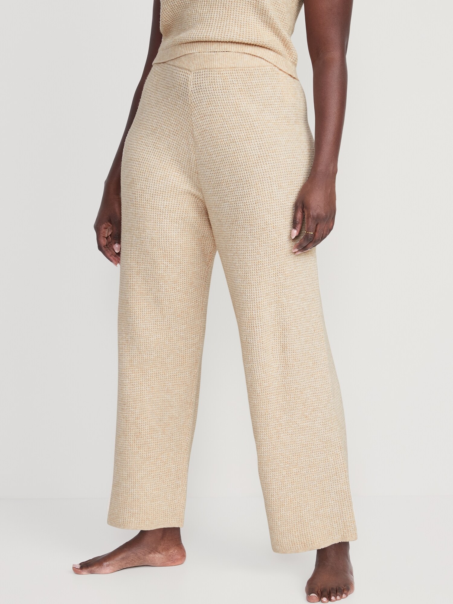 Soft Surroundings Sumptuous Pull on Tan Ivory Wide Leg Flare Pants Large -  $49 - From Gina