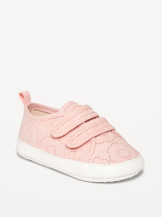 View large product image 1 of 4. Faux-Suede Perforated Floral Sneakers for Baby