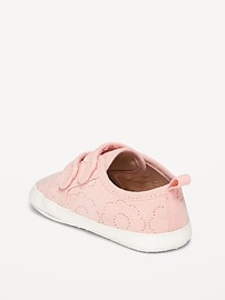 View large product image 3 of 4. Faux-Suede Perforated Floral Sneakers for Baby