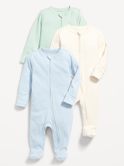 View large product image 1 of 2. Unisex 3-Pack Sleep & Play 2-Way-Zip Footed One-Piece for Baby