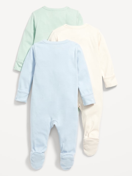 View large product image 2 of 2. Unisex 3-Pack Sleep & Play 2-Way-Zip Footed One-Piece for Baby