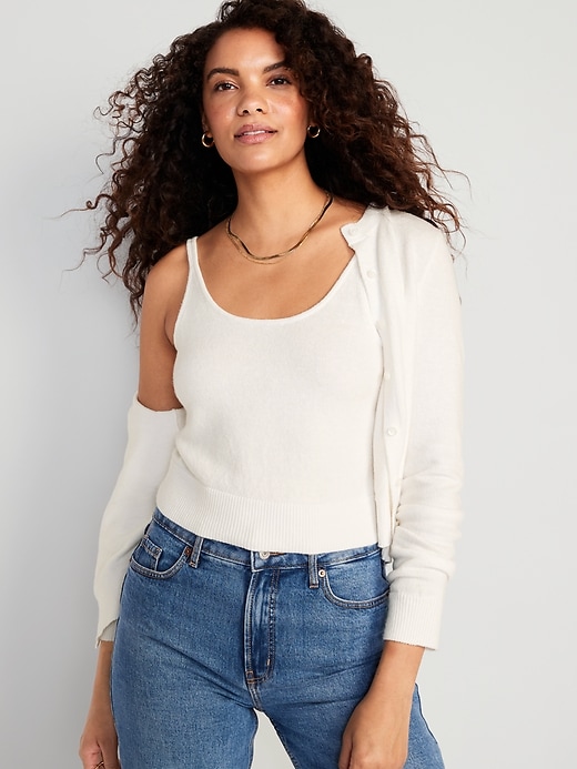 View large product image 1 of 1. Cozy Cropped Sweater Tank Top