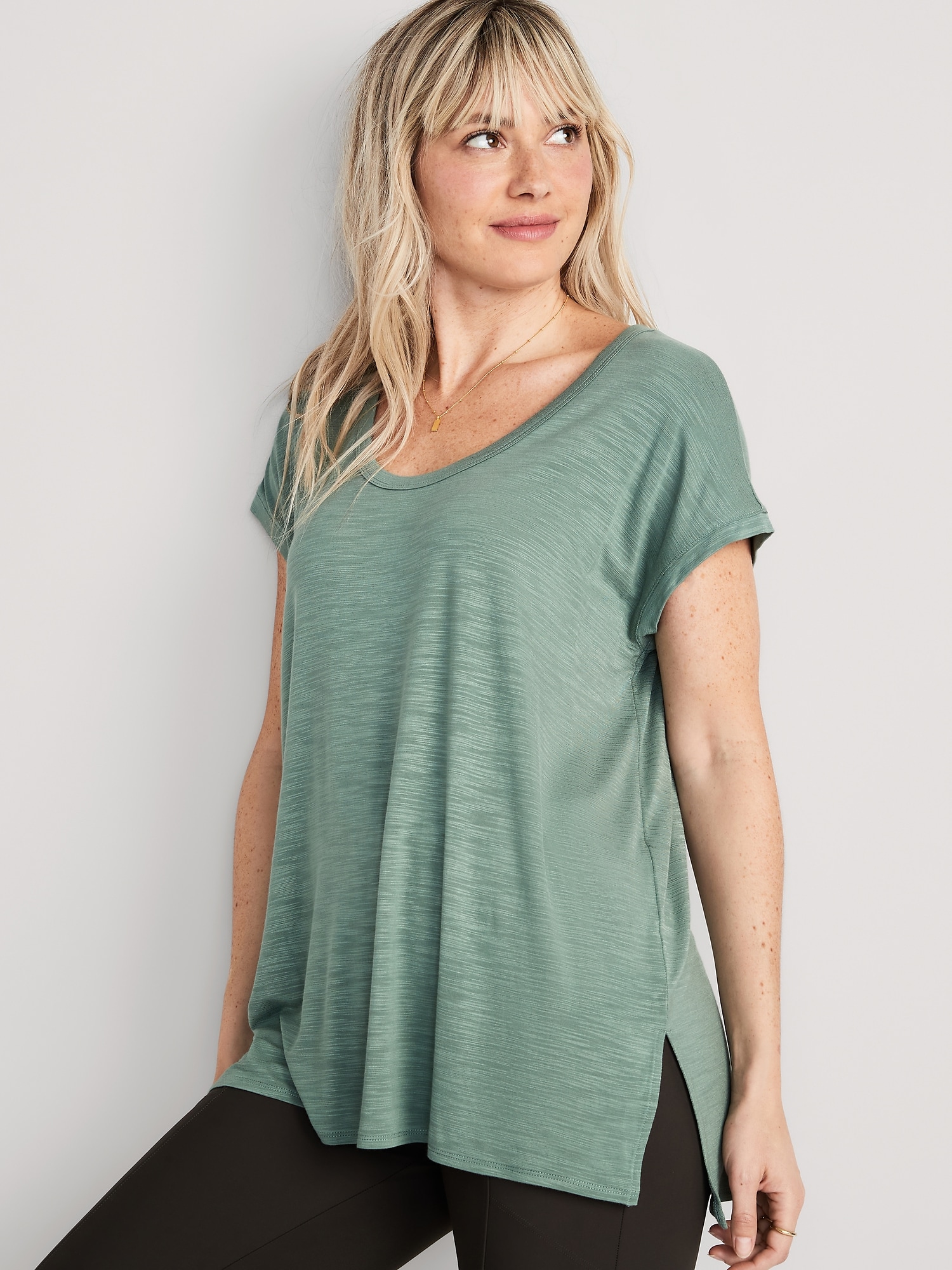 Luxe Voop-Neck Tunic T-Shirt | Old Navy