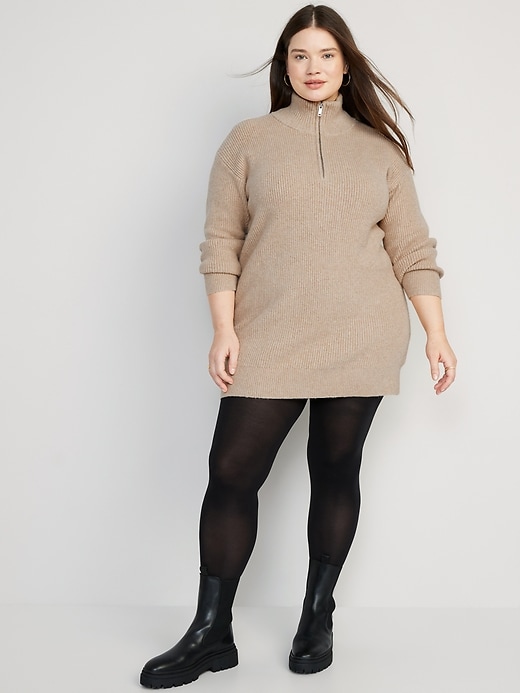 Image number 7 showing, Mock-Neck Quarter-Zip Mini Sweater Shift Dress