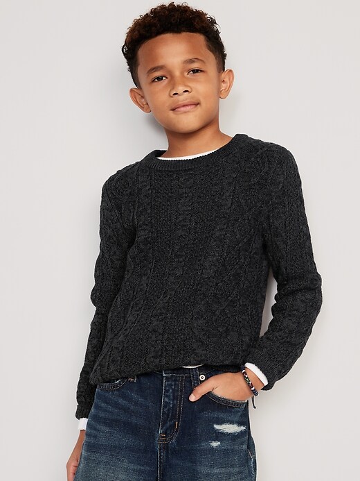View large product image 1 of 3. Cable-Knit Crew-Neck Sweater for Boys