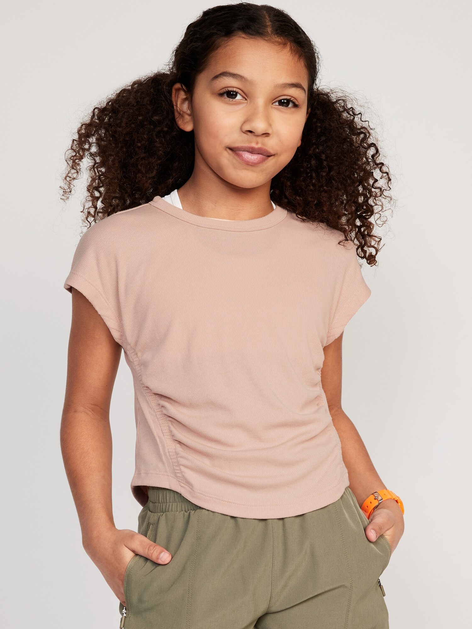 ultralite-short-sleeve-rib-knit-side-ruched-t-shirt-for-girls-old-navy