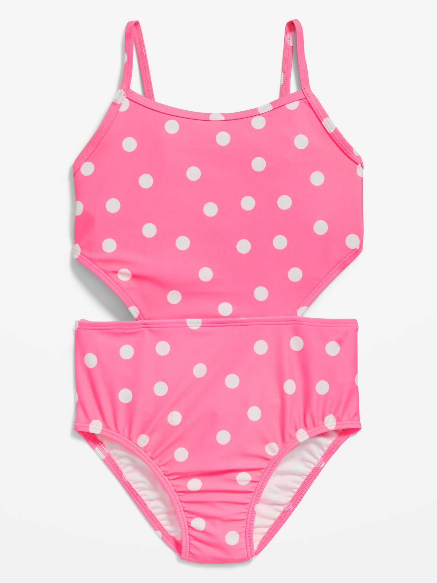 Old Navy Patterned Cut-Out-Waist One-Piece Swimsuit for Girls pink. 1