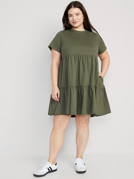 EveryWear Slub-Knit Tiered Mini T-Shirt Swing Dress