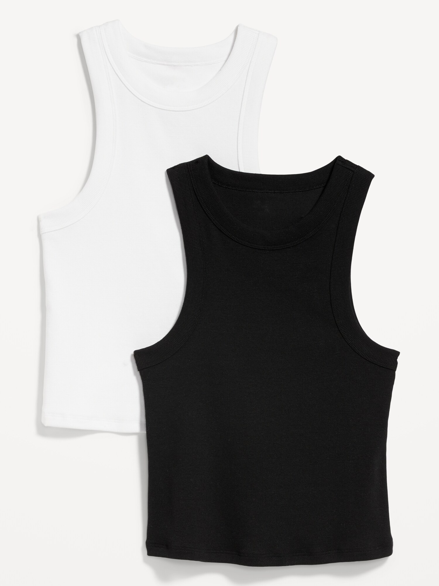 Old Navy Rib-Knit Cropped Tank Top 2-Pack for Women black. 1