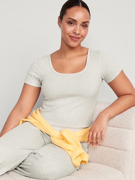 Image number 3 showing, Scoop-Neck Rib-Knit Pajama T-Shirt