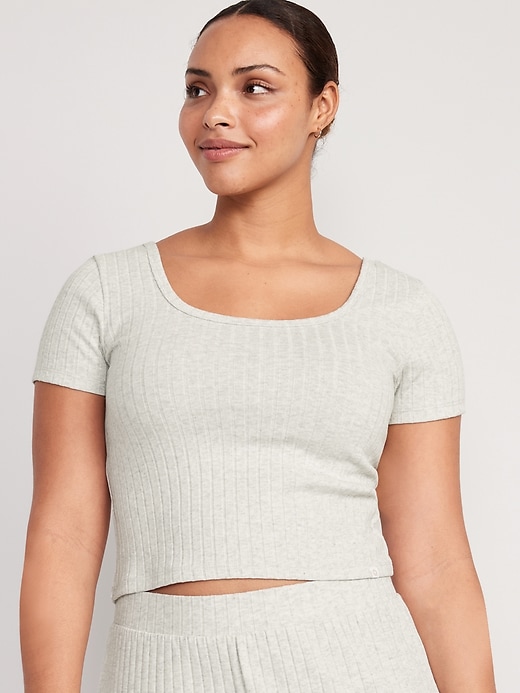 Image number 5 showing, Scoop-Neck Rib-Knit Pajama T-Shirt