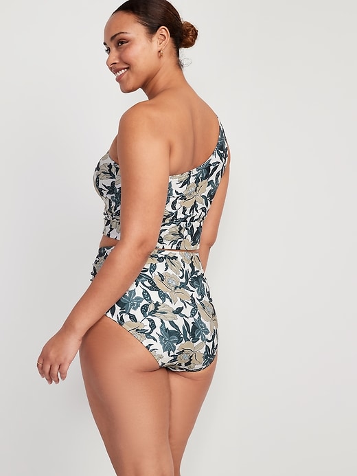 Image number 6 showing, High-Waisted Printed Ruched Bikini Swim Bottoms