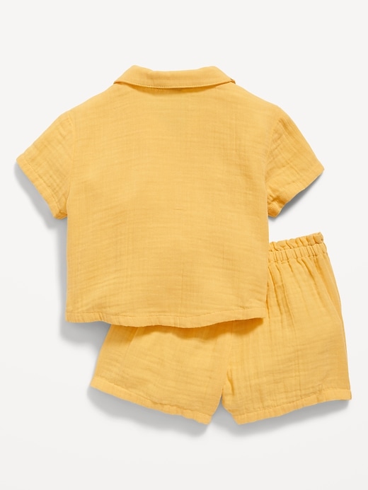 View large product image 2 of 2. Short-Sleeve Double-Weave Shirt & Pull-On Shorts for Baby
