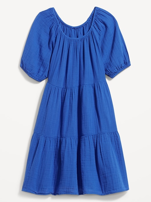 Image number 4 showing, Puff-Sleeve Tiered Mini Swing Dress